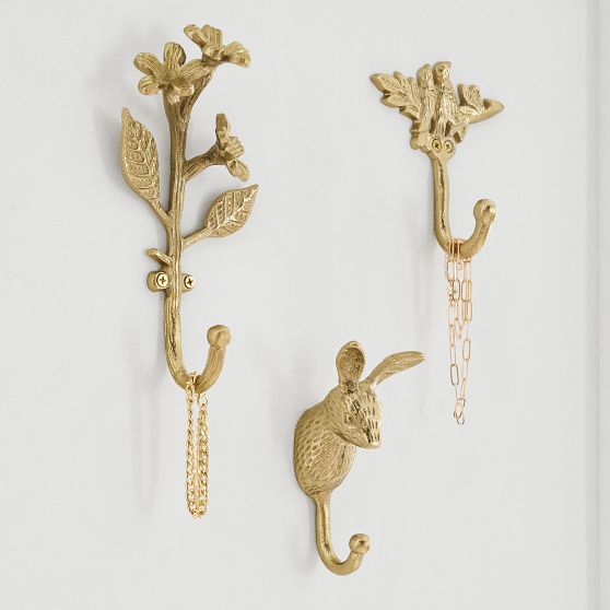 Gold Wall Hooks Set Of 3 Pottery Barn Teen   Gold Wall Hooks Set Of 3 1 C 