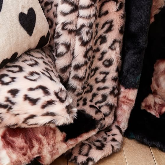 Emily & Meritt Leopard FauxFur Throw Blanket Pottery Barn Teen