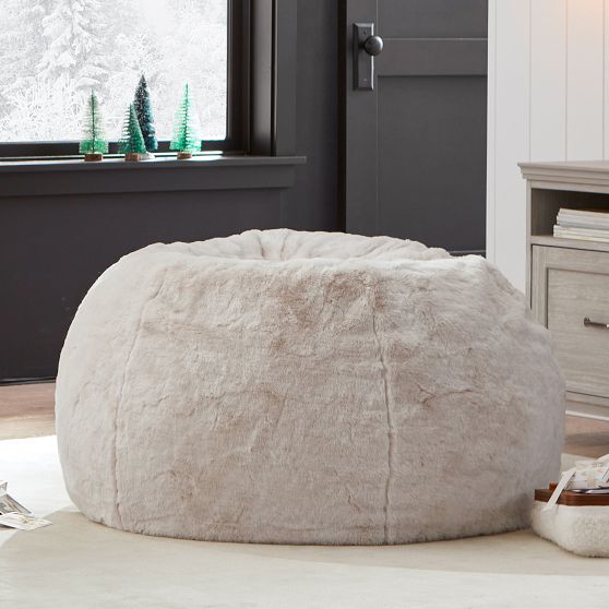 Ivory Polar Bear Faux Fur Bean Bag Chair | Pottery Barn Teen