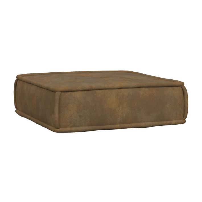 Cushy Lounge Ottoman, Textured Faux Suede Tobacco/Brown, IDS
