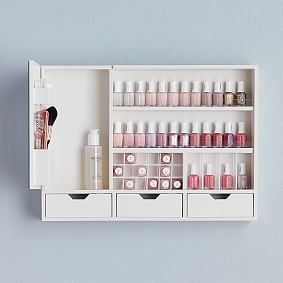 Jewelry/ Cosmetics Cabinet. Desktop Cabinet. Ivory WHITE Bathroom Storage.  Armoire. Make up Organizer. 