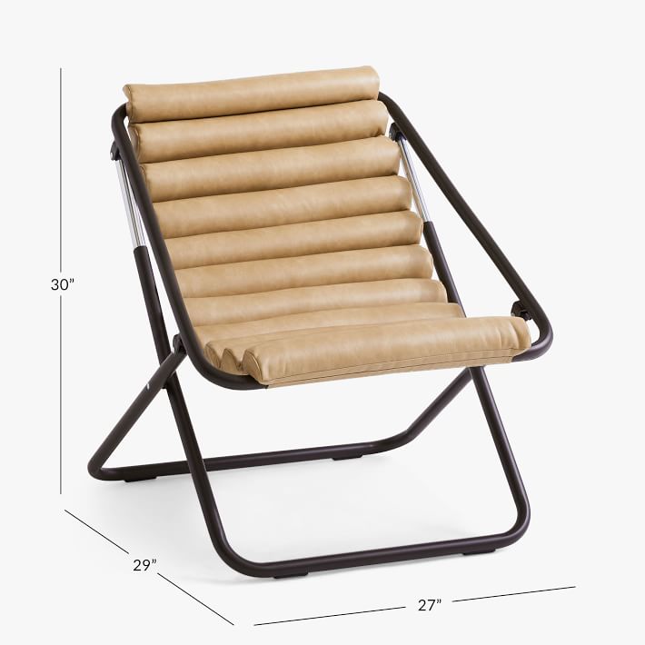 Faux Leather Cream Channeled Sling Chair Pottery Barn Teen