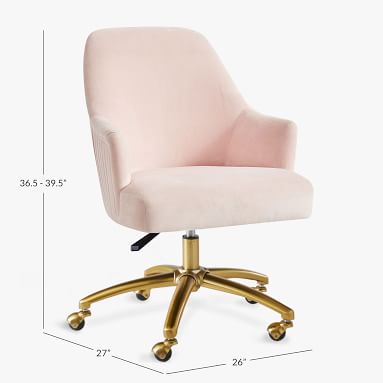 Performance Everyday Velvet Pleated Swivel Desk Chair | Pottery Barn Teen