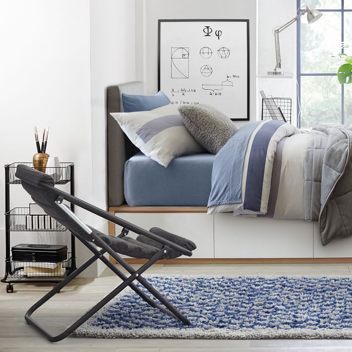 Textured Faux Suede Charcoal Channeled Sling Chair Pottery Barn Teen