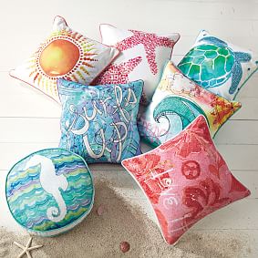 Beachside Watercolor Pillow Cover | Pottery Barn Teen