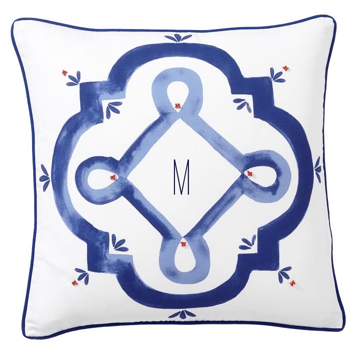 Preppy Painted Monogram Pillow Cover