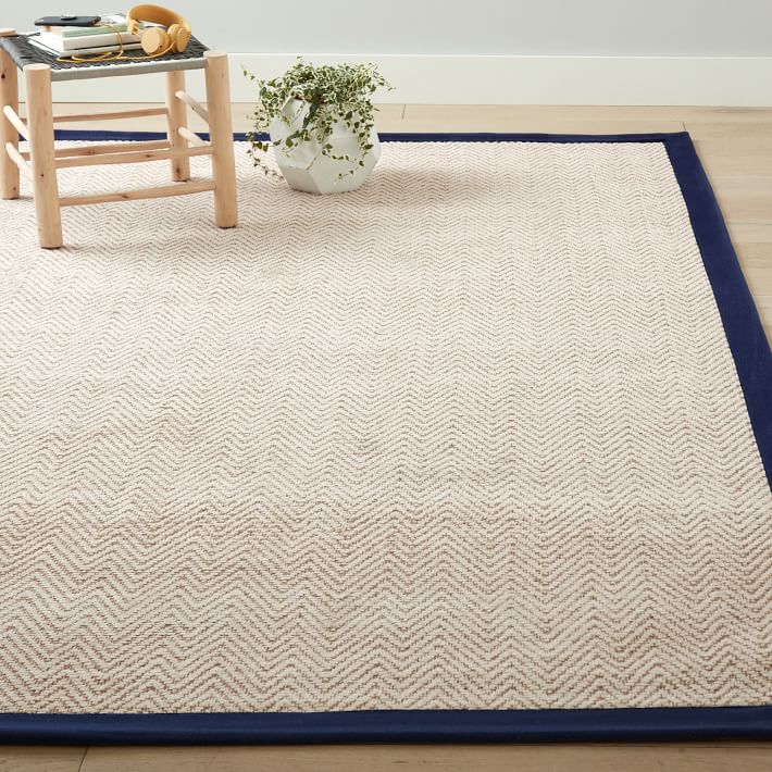 Thick Border Chenille Jute Rug Navy Pottery Barn Teen