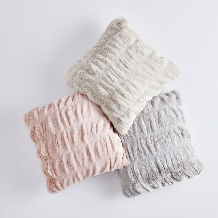 Ruched Faux-Fur Pillow Covers