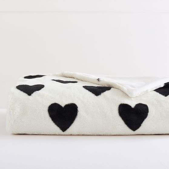 Emily & Meritt Heart Faux-Fur Throw Blanket | Pottery Barn Teen