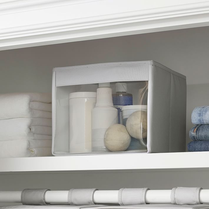 Gray Clear Front Closet Storage Bin