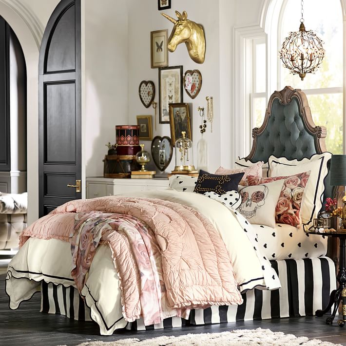 Black and white outlet striped bed skirt queen