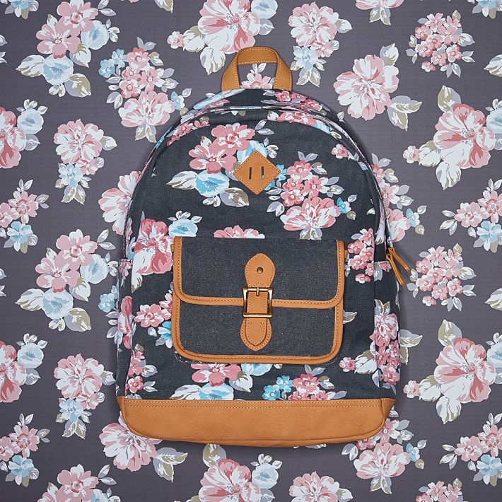 Black Northfield Bloom Burst Teen Backpack Pottery Barn Teen