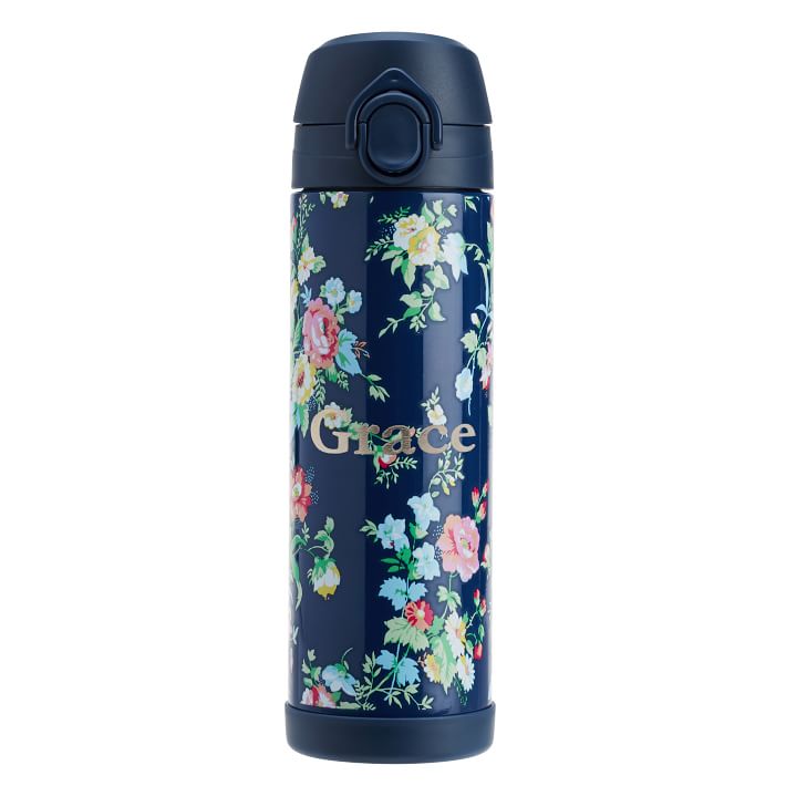 Navy Ditsy Floral 17 oz Water Bottle