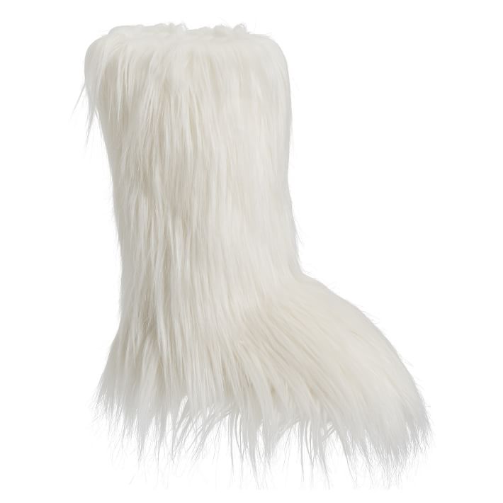 Himilayan Ivory Faux-Fur Tall Booties