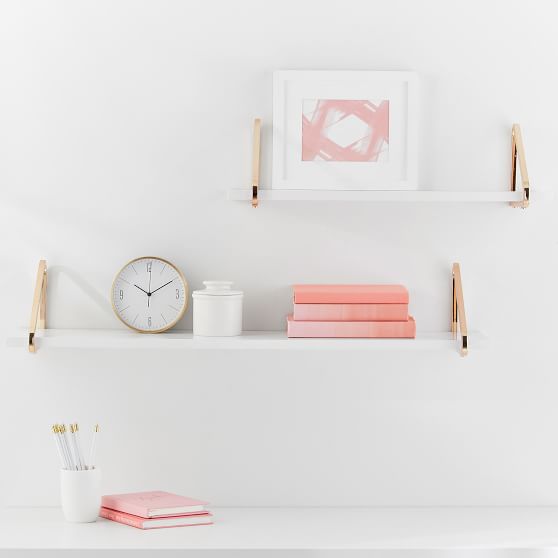 Metallic Trim Floating Shelves Pottery Barn Teen