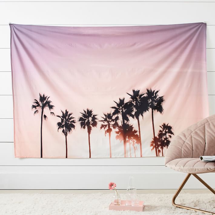 Pink palm online tapestry