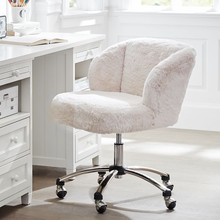 Polar Bear Faux-Fur Wingback Chair