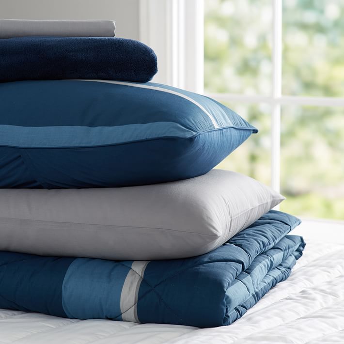Block Stripe Deluxe Comforter Value Set, Navy/Blue