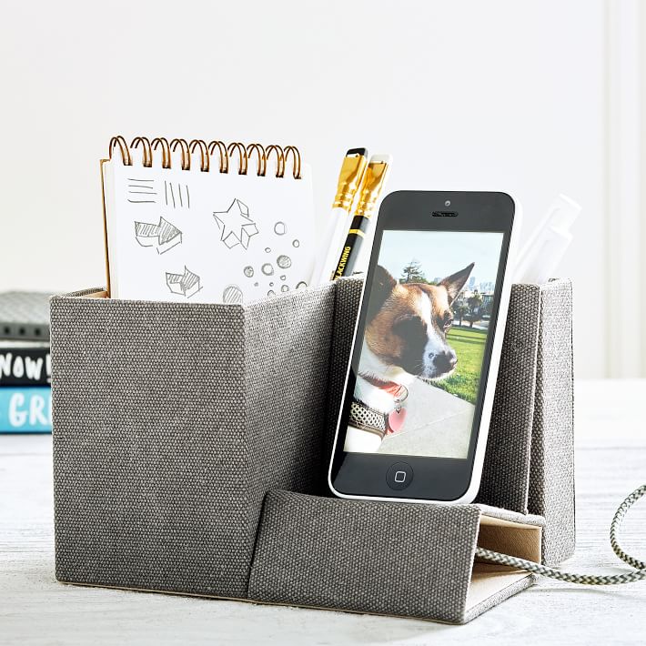 Fabric Phone Holder, Northfield Solid Charcoal