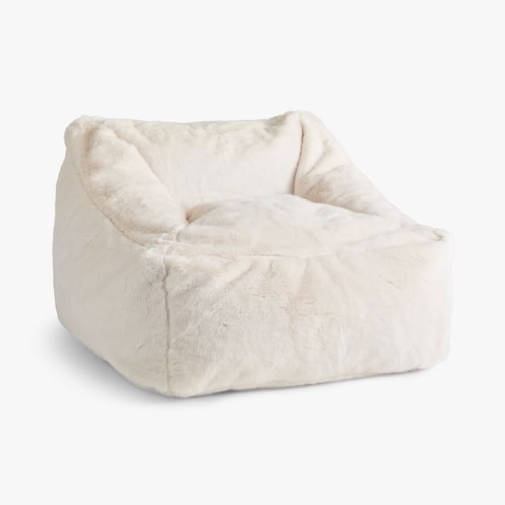 Ivory Polar Bear Faux Fur Bean Bag Chair