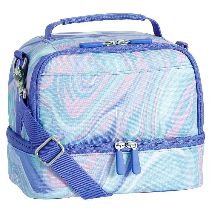 Gear-Up Pink/Purple Marble Dual Compartment Lunch Bag