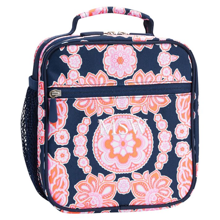 Gear-Up Navy/Coral Ceramic Tile Classic Lunch Bag