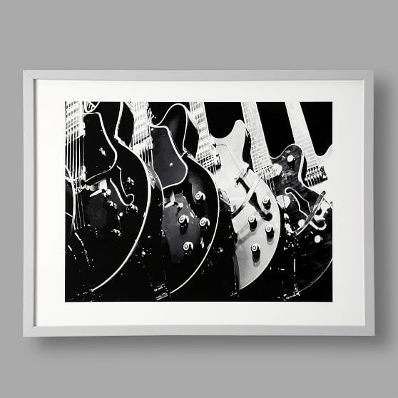 Guitars, Monochrome Framed Art by Minted® Wall Prints Pottery Barn Teen