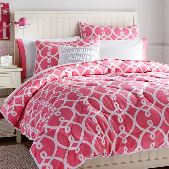 Bright Pink Totally Trellis Teen Comforter Sham Pottery Barn Teen