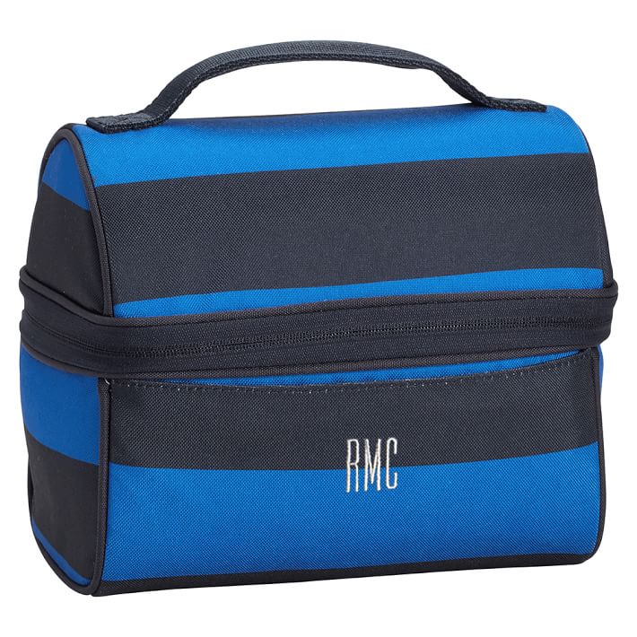 Gear-Up Blue/Navy Rugby Stripe Retro Lunch Bag