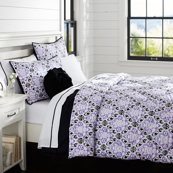 Damask Super Pouf Girls Comforter Purple Sale Pottery Barn Teen