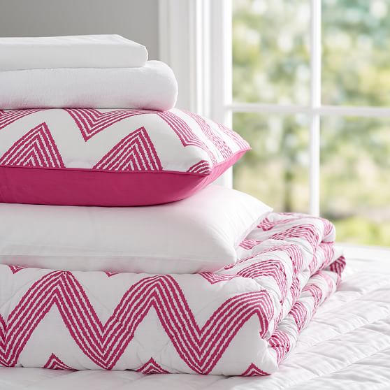 Pink Zig Zag Deluxe Comforter Set Dorm Bundle Pottery Barn Teen