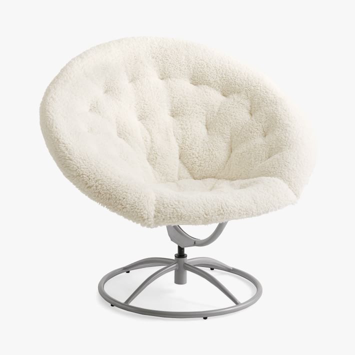 Sherpa Ivory HangARound Swivel Chair Pottery Barn Teen