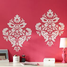 White Damask Wall Decal | Pottery Barn Teen