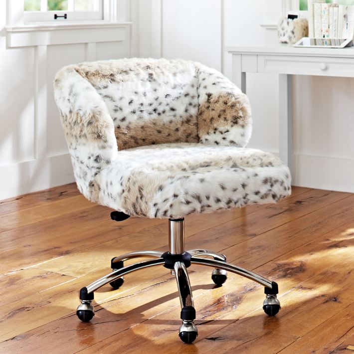 Snow Leopard Faux-Fur Wingback Chair