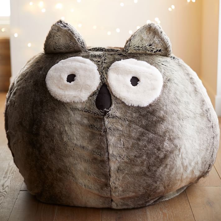 Owl Faux-Fur Critter Beanbag