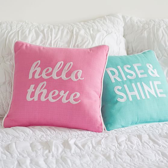 Good Day Greeting Reversible Pillow | Pottery Barn Teen