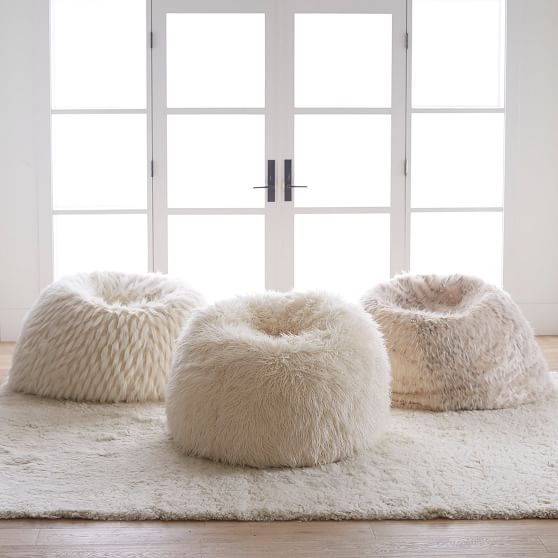 Furlicious Ivory Faux Fur Bean Bag Chair Slipcover Pottery Barn Teen   Furlicious Ivory Faux Fur Bean Bag Chair Slipcover C 