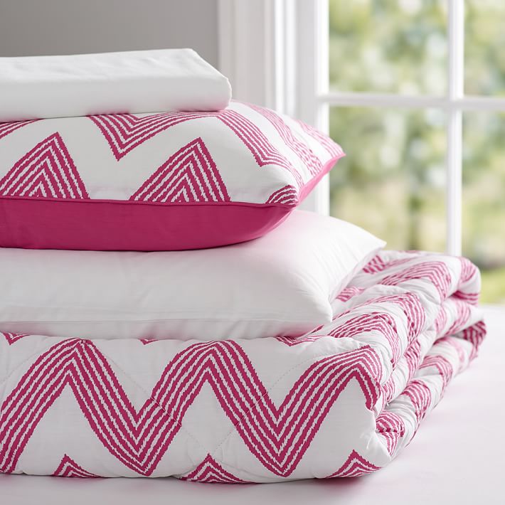 Zig Zag Stripe Value Comforter Set, Pink Magenta