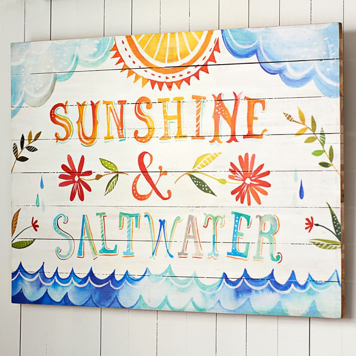 Katie Daisy &quot;Sunshine & Saltwater&quot; Watercolor Art, 36&quot;x24&quot;