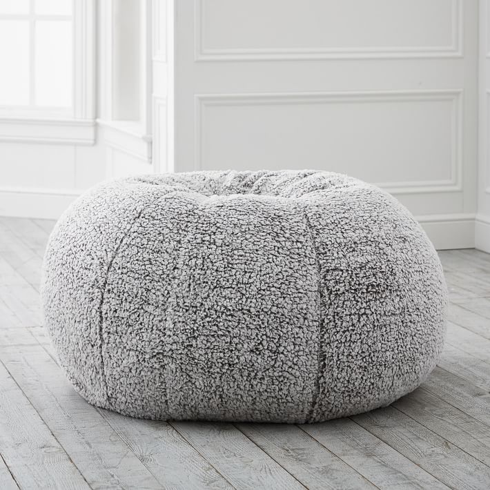 Tipped Sherpa FauxFur Black Bean Bag Chair Pottery Barn Teen