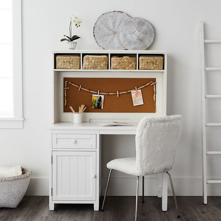 Beadboard Storage Desk Hutch