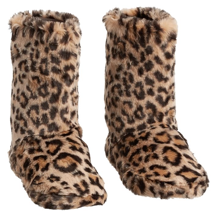 Faux Fur Bootie Slippers Cheetah Pottery Barn Teen