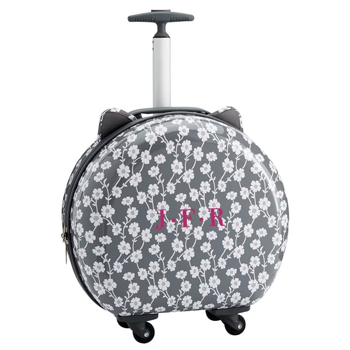 Hard-Sided Round Cat Carry-On, Grey Floral
