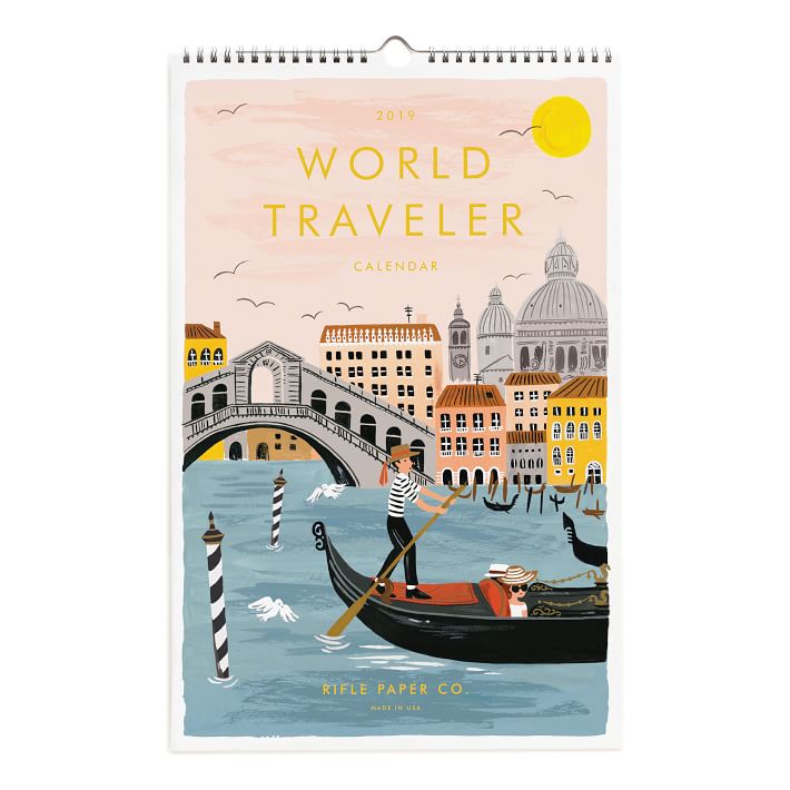 Rifle Paper Co. World Traveler 2019 Hanging Calendar Desk Accessories