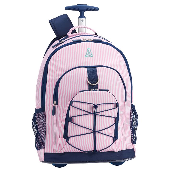 Gear-Up Pink Mini Stripe Rolling Backpack