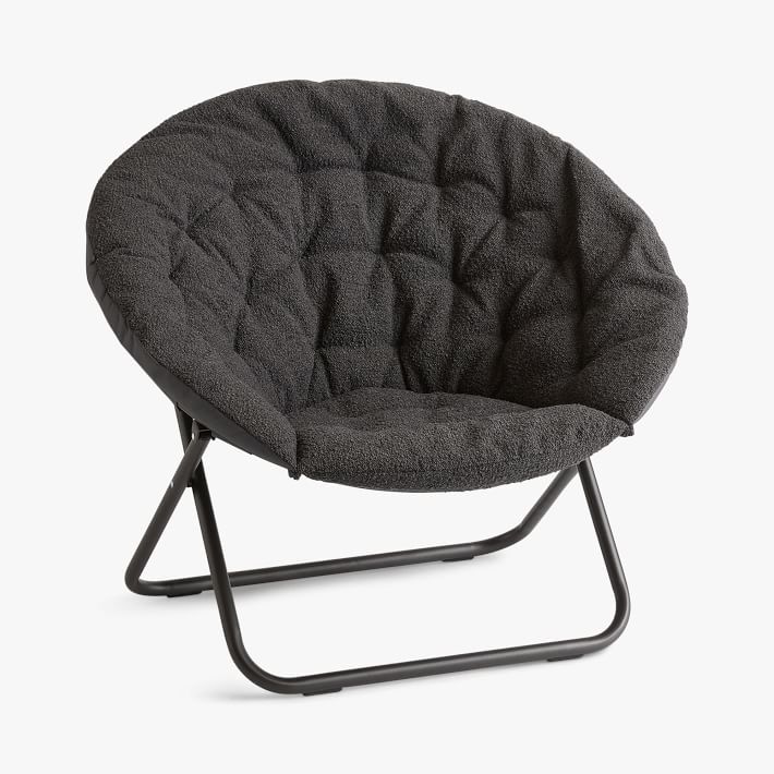 Chunky Boucle Charcoal Hang A Round Chair Pottery Barn Teen