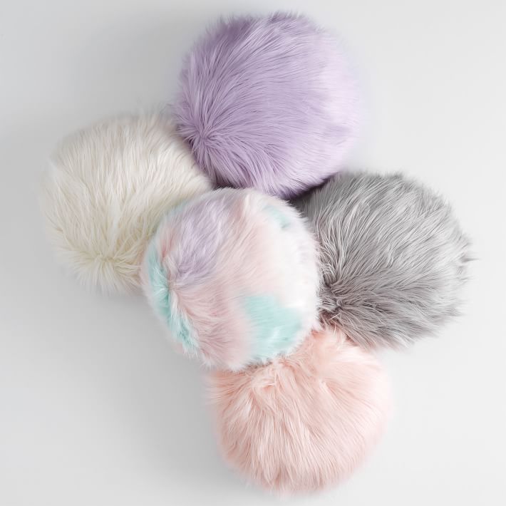 Round faux shop fur pillow