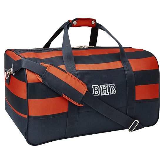 Getaway Blue & Orange Rugby Stripe Duffle | Teen Luggage | Pottery Barn ...