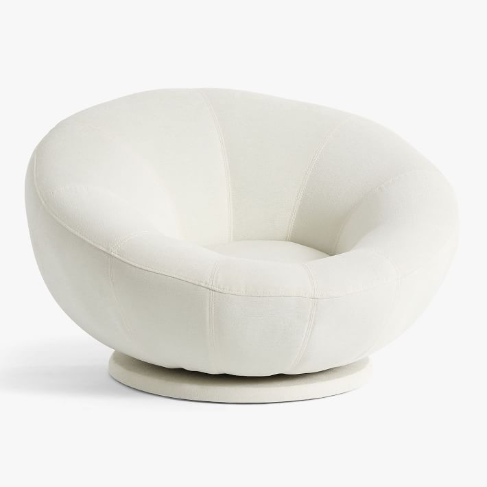 Chenille Washed Ivory Groovy Swivel Chair Pottery Barn Teen