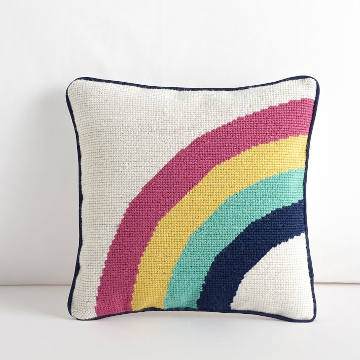 Rainbow Clubhouse Needlepoint Pillow